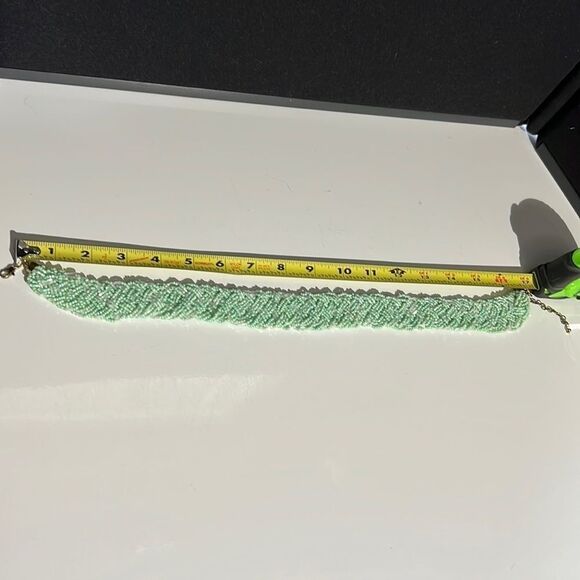 Elegant Mint Green and Clear Multi-Strand Pill Bead Necklace - 17 Inches - Picture 13 of 14